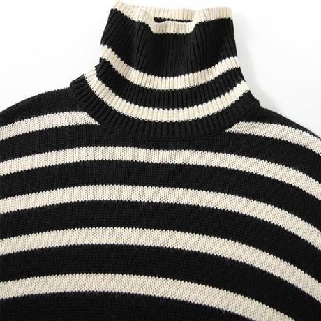 high neck slit striped knit　MA1338