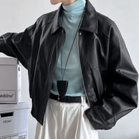 cropped faux leather zip jacket　MA1865