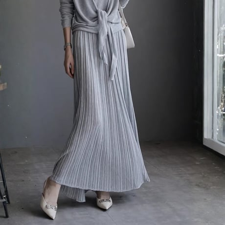 elegant layered knit tops / pleated skirt　MA1825