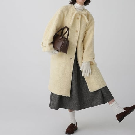 ribbon neck wool coat　MA1333