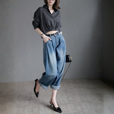 modern loose fit high rise denim white/blue 2color　MA1667