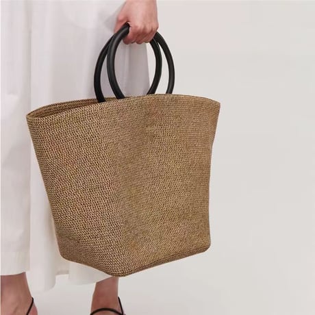 circle handle raffia tote　MA1546