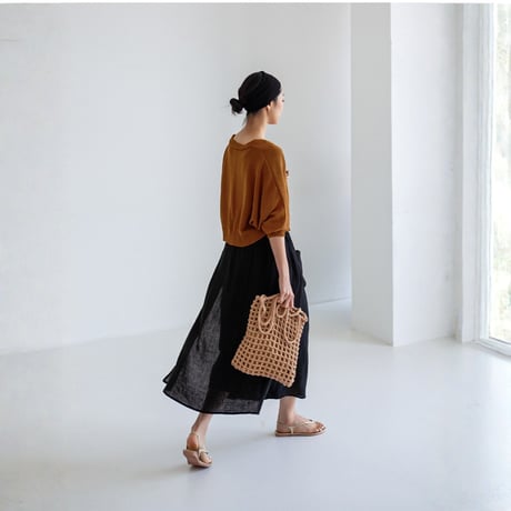 linen blend faux skirt wide pants　MA1851