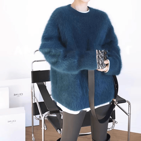shaggy over knit pullover　MA1337