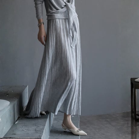 elegant layered knit tops / pleated skirt　MA1825