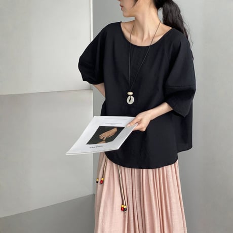 back ribbon wide sleeve blouse　MA1970
