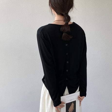 back button sheer long sleeve tops　MA1977