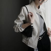 slim fit faux leather stand collar jacket　MA1672