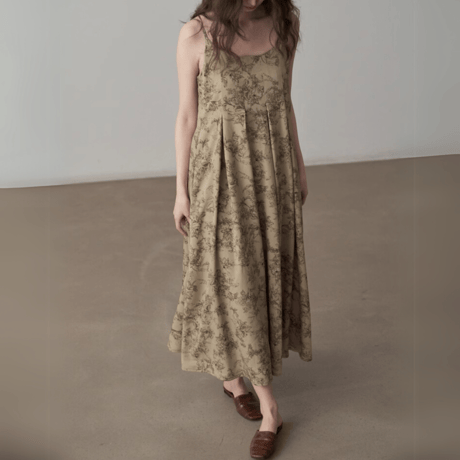 Retro Floral Pattern Camisole onepiece　MA1430