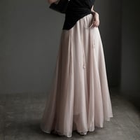 sheer drawstring long flare skirt　MA1950