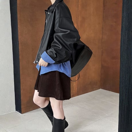 cropped faux leather zip jacket　MA1865