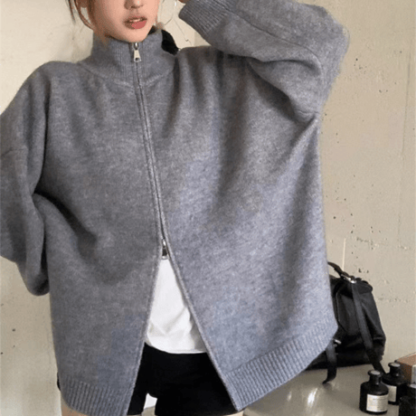 stand zip knit jacket　MA1755