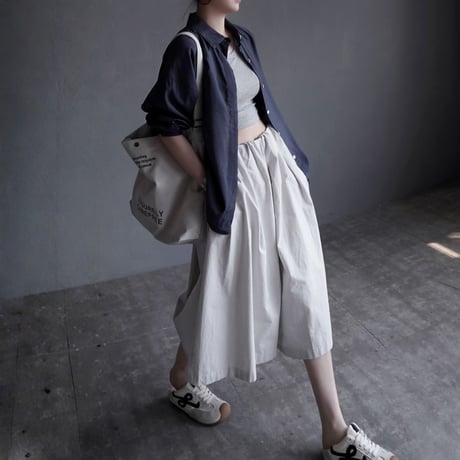 cotton tuck wide culotte pants　MA1949
