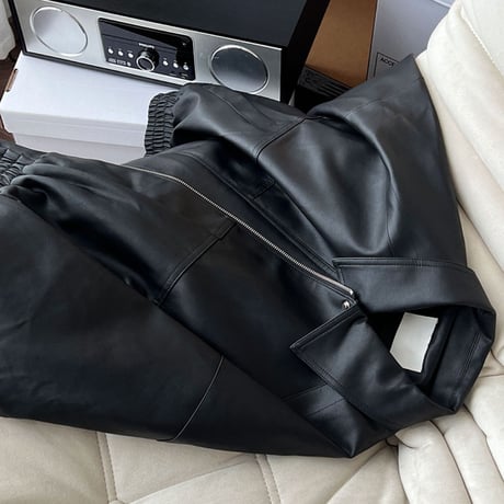cropped faux leather zip jacket　MA1865