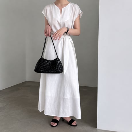 sleeveless waist ribbon maxi dress/3color　MA1989