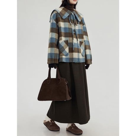 big collar check coat　MA1331