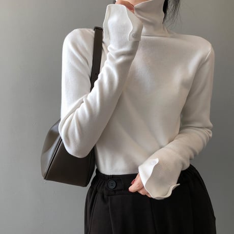 sleeve button turtleneck knit　MA1315