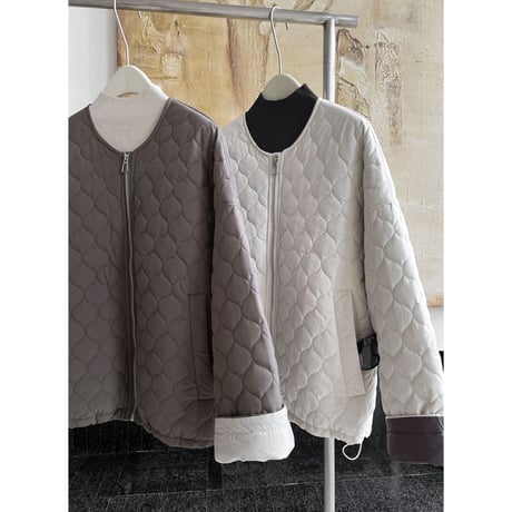 collarless quilted zip jacket　MA1143