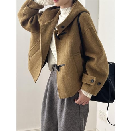 hooded toggle button short coat　MA1128