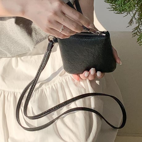 grain leather touch neck mini pouch　MA1899