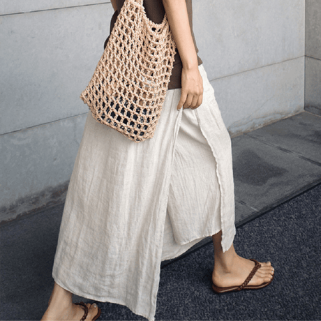 linen blend faux skirt wide pants　MA1851