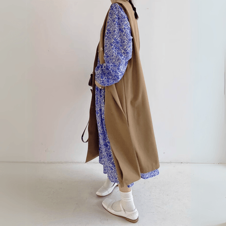 blue floral long dress　MA1460