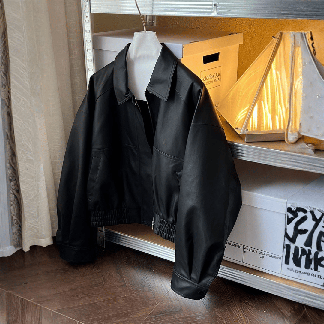 cropped faux leather zip jacket MA1865 | MaiA