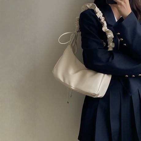 shirring handle leather touch hobo bag　MA1888