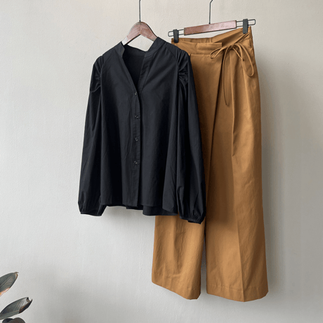 band collar puff sleeve blouse　MA1623