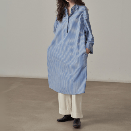 stripe shirt onepiece　MA1385