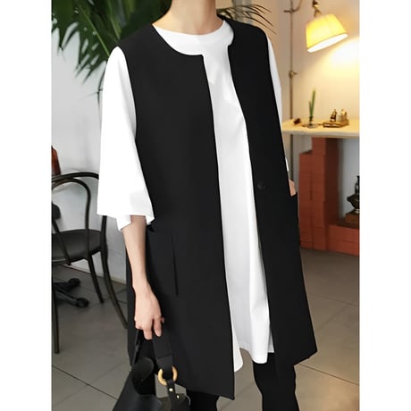 side button long gilet　MA1353