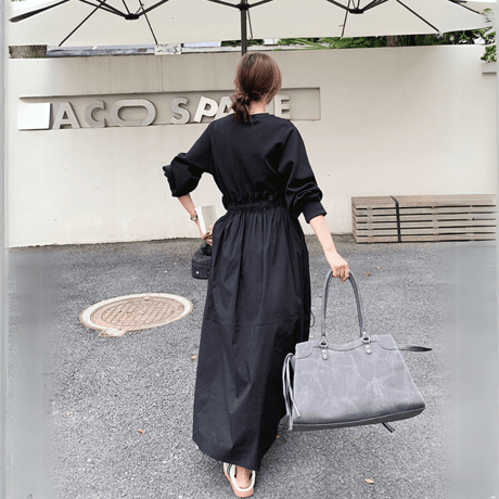 linen comfort drawstring dress　MA1533