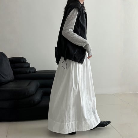 ribbon belt gather flare skirt　MA1909