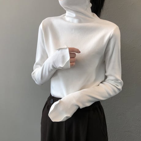 sleeve button turtleneck knit　MA1315