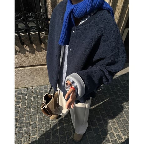 fleece collarless blouson　MA1295