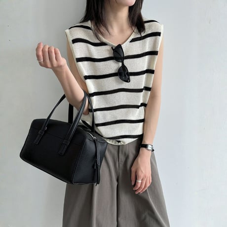 border knit sleeveless vest　MA1967