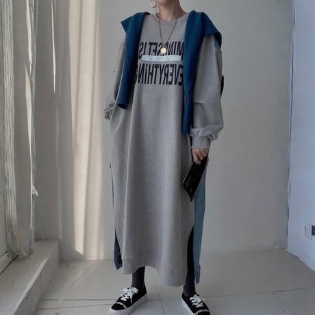 oversized denim panel sweatshirt dress　MA1845