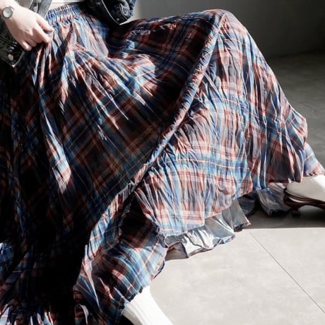 contrast check drape a line skirt　MA1920
