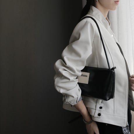 slim fit faux leather stand collar jacket　MA1672