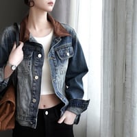 retro wash contrast collar denim jacket　MA1914