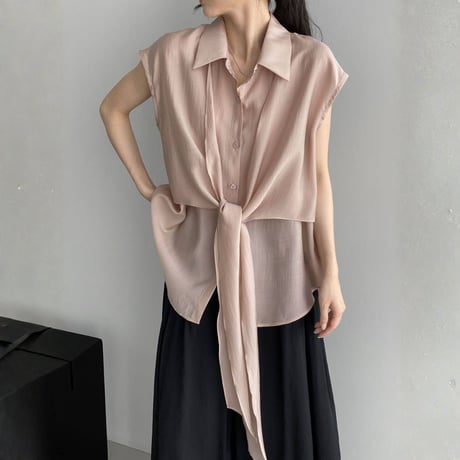 tie design sleeveless shirt blouse　MA1972