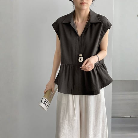 skipper peplum sleeveless blouse　MA1969