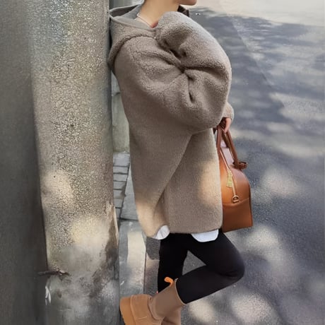 soft boa half zip hoodie　MA1750