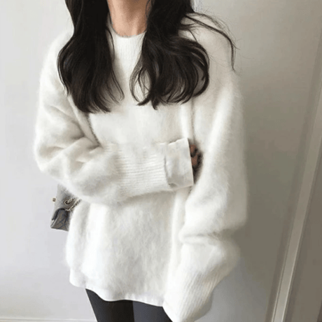 shaggy over knit pullover　MA1337
