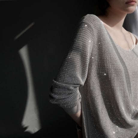 shiny round neck soft knit　MA1921