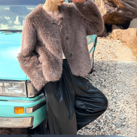 fluffy collarless jacket　MA1292