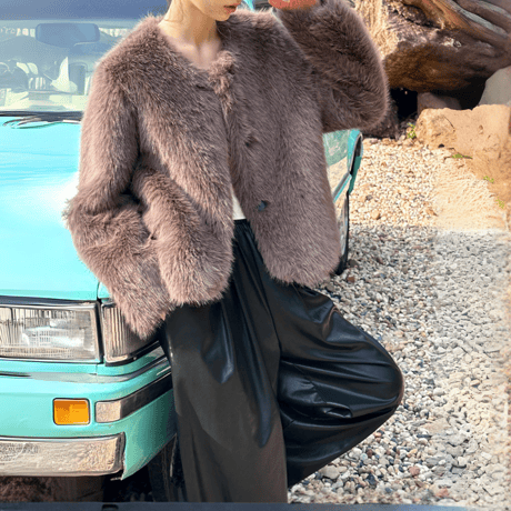 fluffy collarless jacket　MA1292