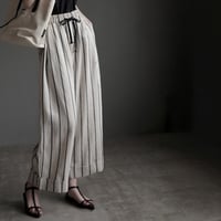 relaxed stripe linen cropped wide leg pants　MA1953