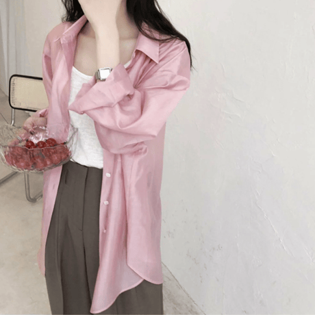 sheer back open blouse　MA1564