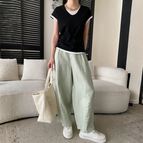 fake layered v neck short sleeve t　MA1955